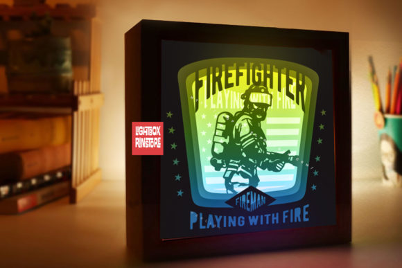 3D SVG Fireman Shadow Boxes for Local Branding