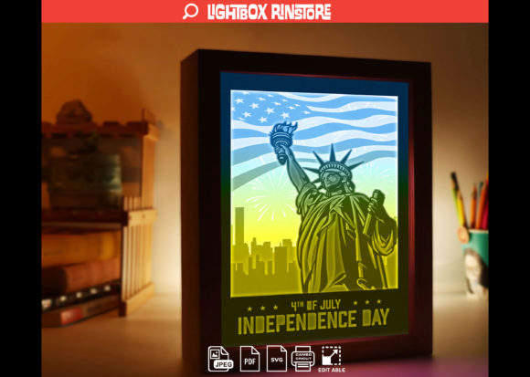 USA Independence Day 3D Paper Lightbox: 3D SVG Review